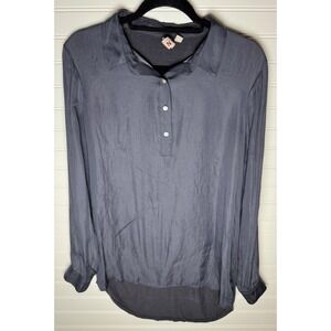 Dolan‎ Women's Gray Collared Long Sleeve Button Up Top Blouse Size S
